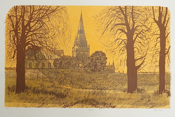 Robert Tavener (1920-2004), linocut, ‘Chichester’, signed in pencil, limited edition 23/50, 59 x 84cm, unframed
